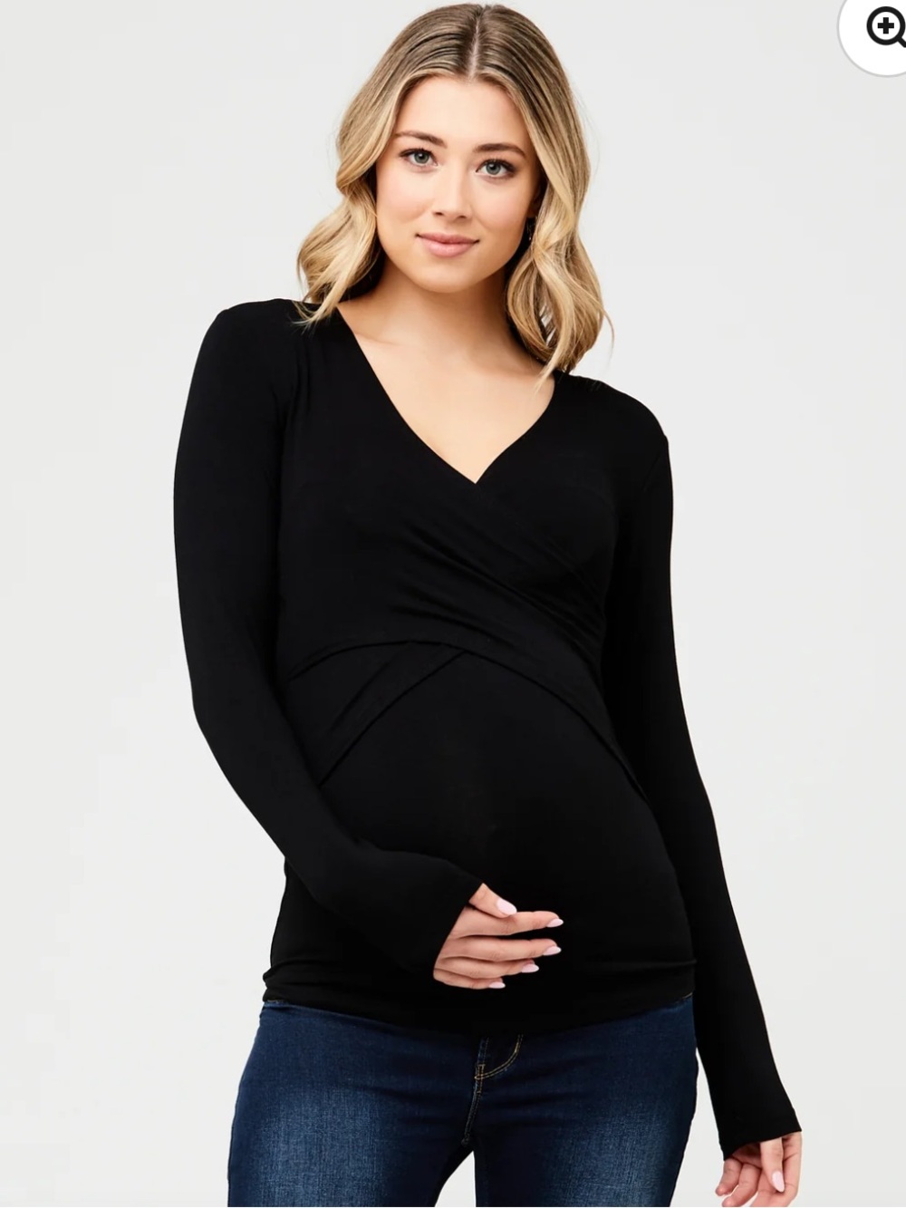 Ripe Maternity Embrace Crossover Nursing Top in Black